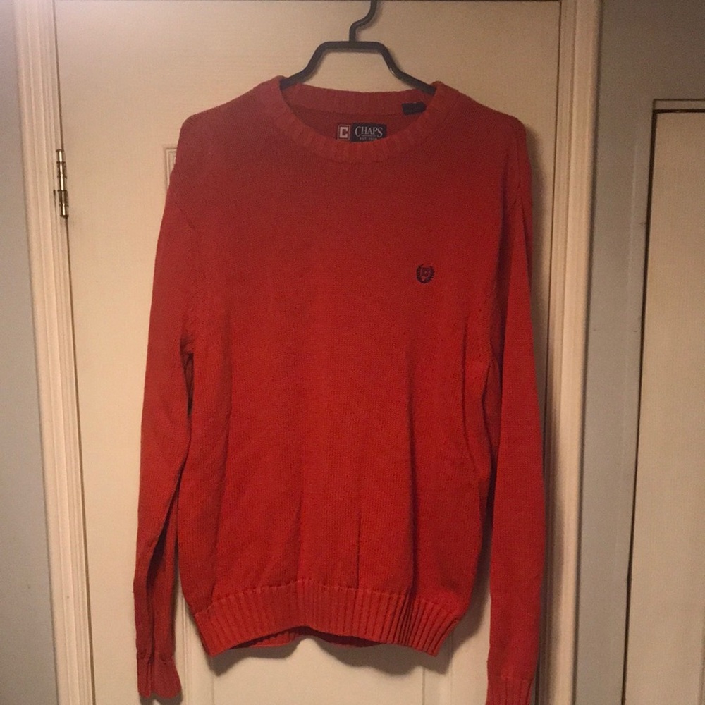 CHAPS Mens Classic Fit Cotton Crewneck Sweater Red Size L